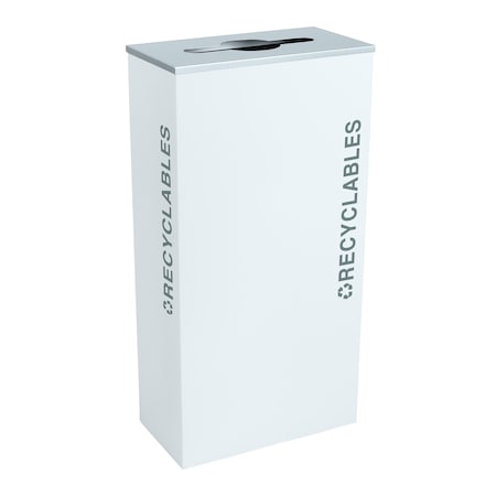 Ex-Cell Kaiser 17-Gal. KD Indoor Recycling Receptacle - Recyclables decal, White Gloss RC-KD17-R BT-WHT